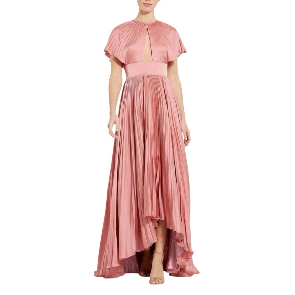 Mac Duggal 11637 Dusty Rose‎ Pleated Satin High Low Gown Size 8 $598